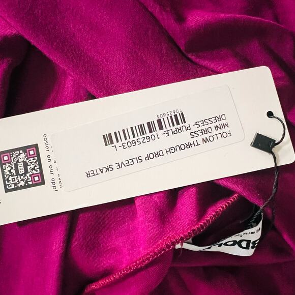 Rebdolls Long Sleeve V Neck Skater Dress Size L Large NWT - Picture 7 of 8